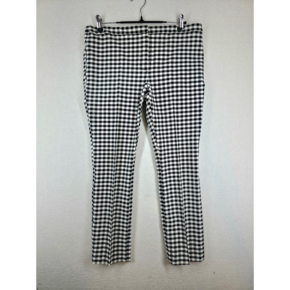 Theory Womens Black White Gingham Check Slim Ankle Pants Size 6 Trousers